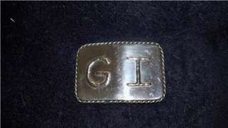 Lg. Handmade Mens Belt Buckle G.I. Initials  