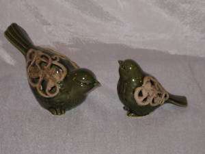 DECORATIVE GREEN AND BROWN BIRDS (SET OF 2)  