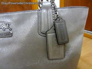 NWT COACH 18694 Chelsea Metallic Leather Platinum Shoulder Bag Tote 
