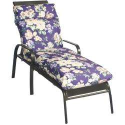 Pia Floral Outdoor Purple Chaise Lounge Chair Cushion  