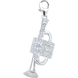 14k White Gold 1/10ct TDW Diamond Trumpet Charm  Overstock