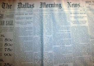 50 1892 DALLAS MORNING NEWS newspapers 120 years old Original TEXAS 