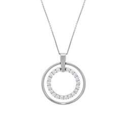 Icz Stonez Sterling Silver CZ Double Circle Necklace  