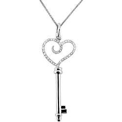   8ct TDW Diamond Heart Key Necklace (H I, I2 I3)  Overstock