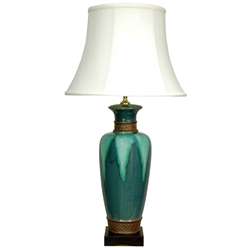 Deep Green Glazed Table Lamp (China)  Overstock