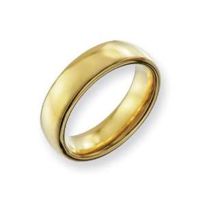  Dura Tungsten 6.5mm Polished Gold Plated Band, Size 10.5 