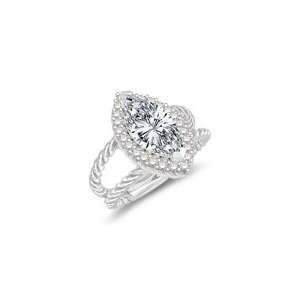   Cts Diamond & 1.80 Cts Cubic Zircon Cluster Ring in 14K White Gold 5.0