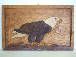 1950 Folk Art Carved American BALD EAGLE Wood Carving  