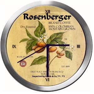  ROSENBERGER 14 Inch Coffee Metal Clock Quartz Movement 