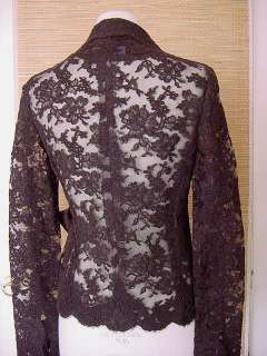 MONIQUE LHUILLIER exquisite 4 pc brown lace suit MINT 8  