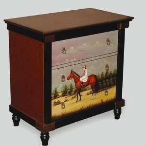   with Painted Equestrian Scene in Dark Wood 48042 Furniture & Decor