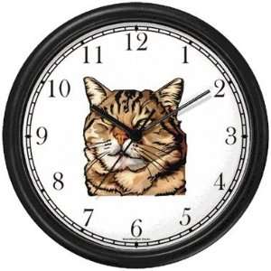 com Brown or Tan Tabby Cat Wall Clock by WatchBuddy Timepieces (White 