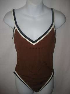 BAJA BLUE GORGEOUS BROWN RIBBED 1 PC SWIMSUIT 12  