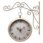 Shabby French Chic pink rose vintage look metal hanging wall clock