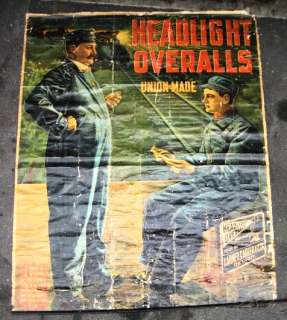Late1800s HEADLIGHT ad sign Disp lee levi overall RARE  