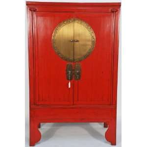  BK0010Y Chinese Antique Wedding Cabinet with Brass Zodiac 