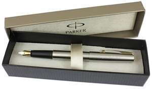 Parker Frontier Fountain Pen Stainless Steel GT New ENGRAVED  