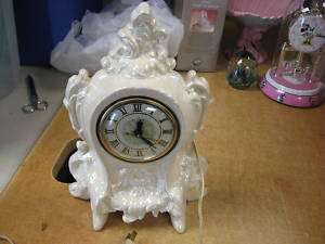 Porcelain Mantel Clock w/ Lanshire Movement for Repair  