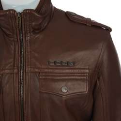 Coogi Mens Leather Bomber Jacket  