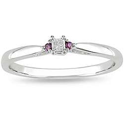  White Gold White and Treated Pink Diamond Accent Ring  
