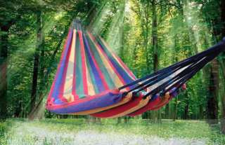   Camping Camp One Person Canvas Outdoor Leisure Fabric Stripes Hammock