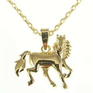   Gold Plated  Horse Pendant ( 0,70 ) and Chain (17,71 ) Jewelry