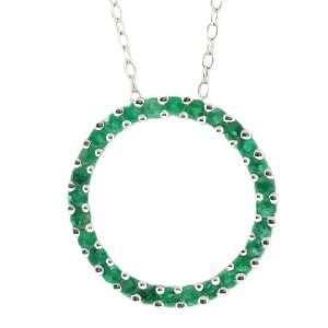  1.58 Ct Green Emerald 925 Sterling Silver Circle Pendant 