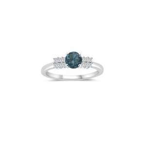  1.34 Cts Blue & White Diamond Engagement Ring in 14K White 