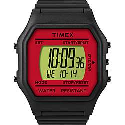 Timex Mens Chronograph Jumbo Black and Red Rubber Watch  Overstock 