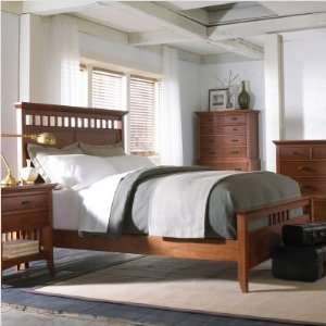 Bundle 30 Modern Shaker Panel Bed in Oiled Cherry (6 Pieces) Size 
