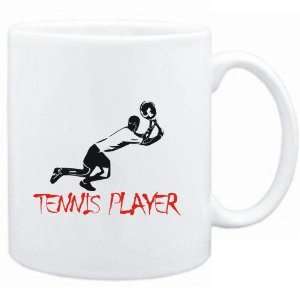    Mug White  Tennis Player Silhouette Sports