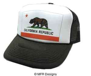 California Flag Trucker Hat Mesh Hat NEW Brown Snap Back Hat  