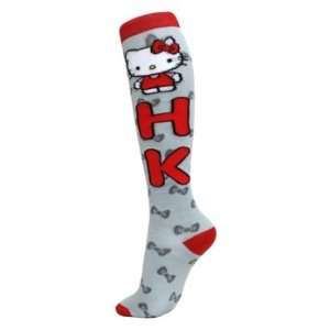     Hello Kitty Red and Grey Bow Knee High Socks 