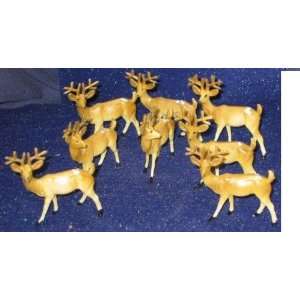   Vintage Set of Santa Claus Reindeer Figurines 1960s 