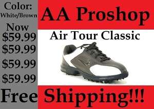 New Nike Air Tour Classic Golf Shoes White/Brown FreeSH  