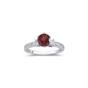  0.66 Cts Diamond & 1.25 Cts Garnet Ring in 18K White Gold 