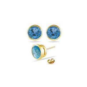  0.54 Ct Swiss Blue Topaz Stud Earrings in 18K Yellow Gold 