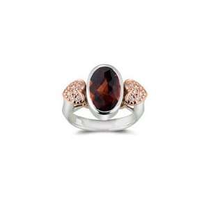  0.11 Cts Diamond & 2.80 Cts Garnet Ring in 14K Two Tone 