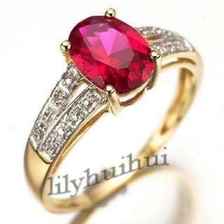 New Percious Red Ruby Womans 10KT Yellow Gold Filled Ring Size 8 