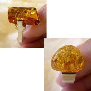 BALTIC HONEY AMBER & STERLING SILVER HANDMADE SOLITAIRE RING  