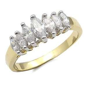  Gold CZ Rings   14KG Plated Looks Real Elegant Marquise CZ 