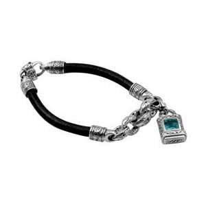    Sterling Silver, Blue Topaz, Diamond Charm Bracelet: Jewelry