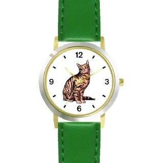   WATCH   Arabic Numbers   Green Leather Strap Size Womens Size Small