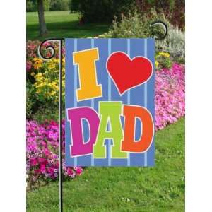  I Love Dad Fathers Day Applique Mini Flag: Home & Kitchen