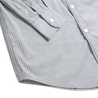 Vancl Pinstripe Button Down Chambray Casual Shirt Gray(Men)S.M.L.XL 