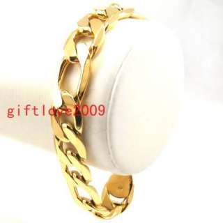 Gool Mens 8 200mm 18k yellow gold filled GF thick bangle bracelet 