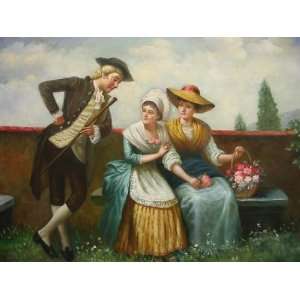 24X36 inch Figure Oil Painting Young Ladies and Boy