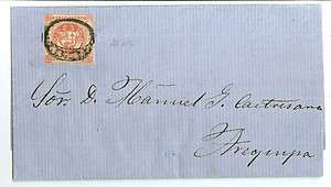 Peru: 1p. Sc. 10 on 1860 folded letter Cuzco   Arequipa, attractive 
