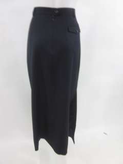   navy wool full length skirt in a size 40 this long skirt features