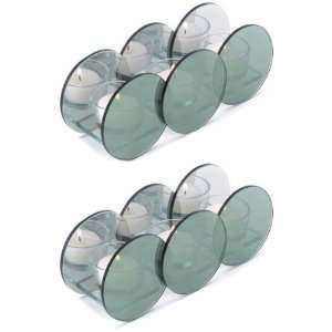  Set of 2 Reflective Circle Tealight Candle Holders